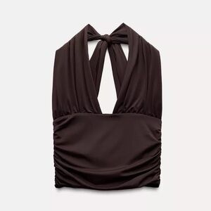 Zara Dark Brown Halter Top